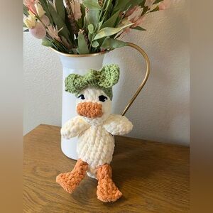Baby Duck Springtime Snuggler Crochet Plushie Handcrafted in Soft Snuggle Yarn
